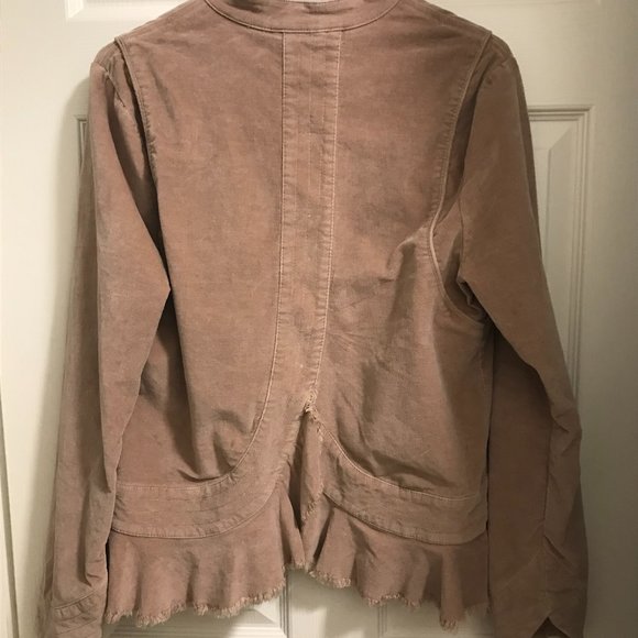 Free People Mauve Velvet Military Blazer with Ruffle Hem, Size M - Picture 9 of 9